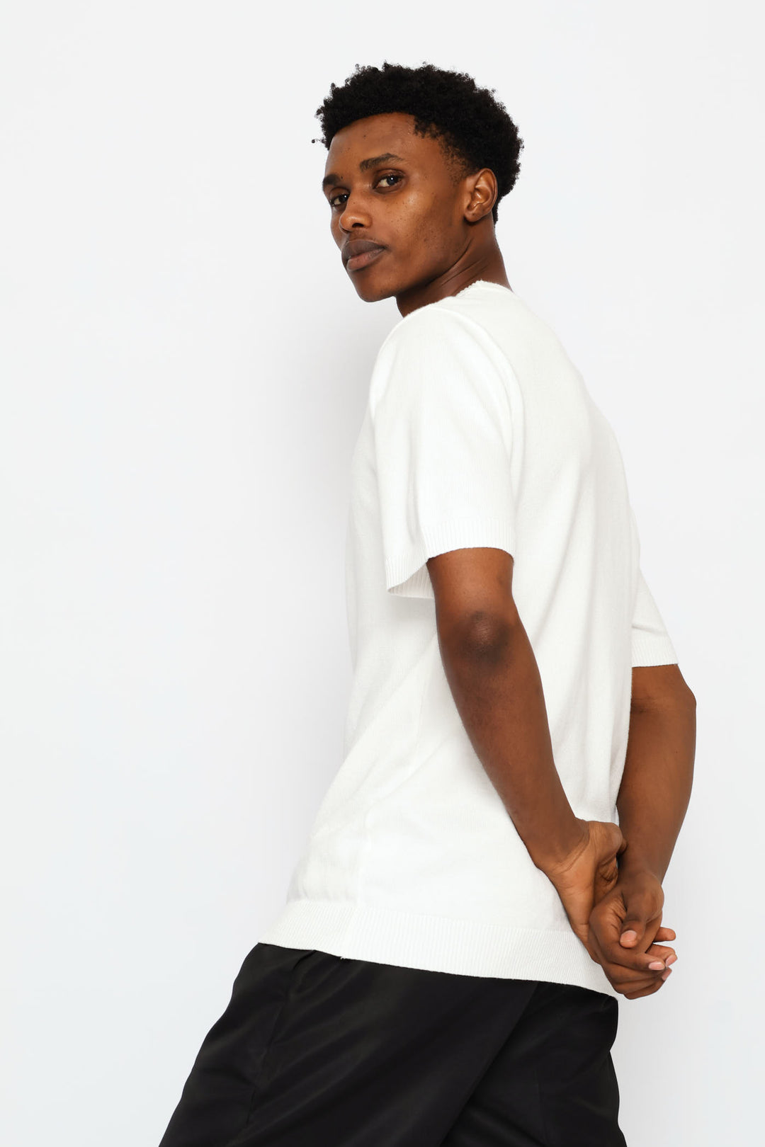 Smart Short Sleeve Knit Tee - White
