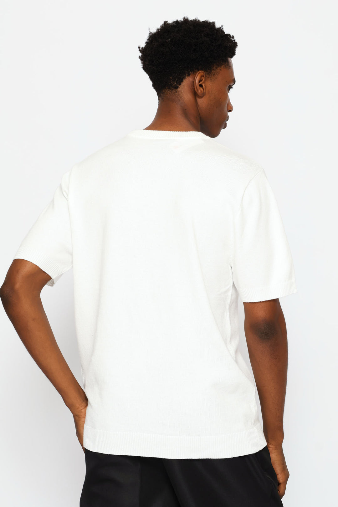 Smart Short Sleeve Knit Tee - White