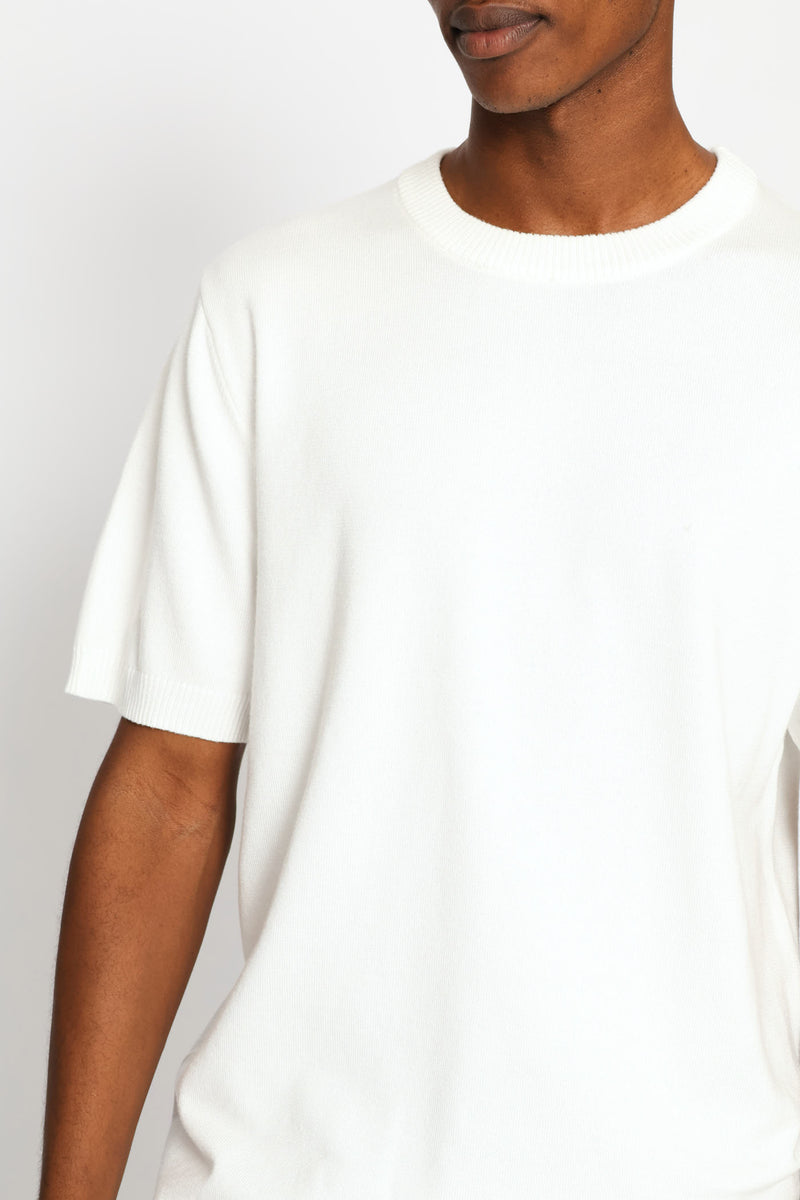 Smart Short Sleeve Knit Tee - White