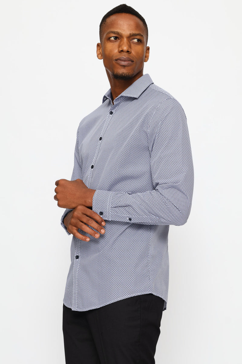 Slim Long Sleeve Mosaic Printed Shirt - Multi