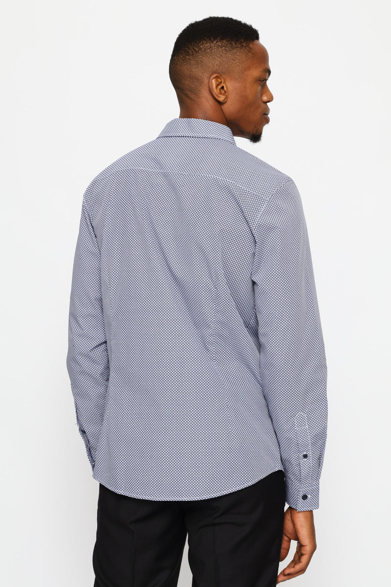 Slim Long Sleeve Mosaic Printed Shirt - Multi