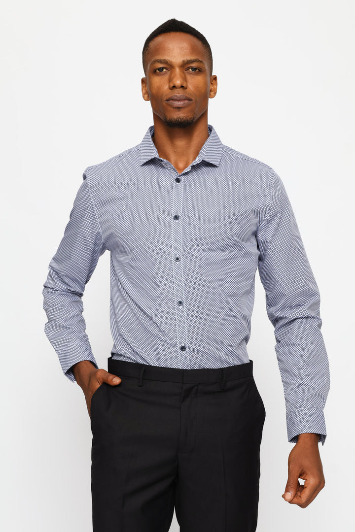 Slim Long Sleeve Mosaic Printed Shirt - Multi