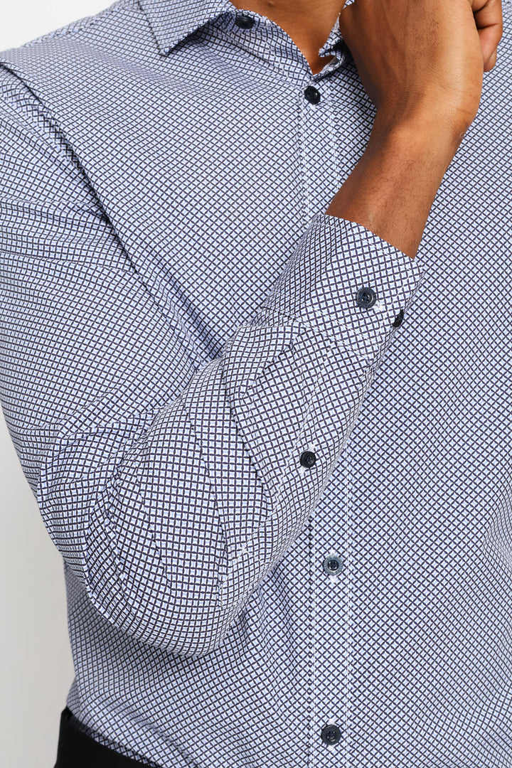 Slim Long Sleeve Mosaic Printed Shirt - Multi