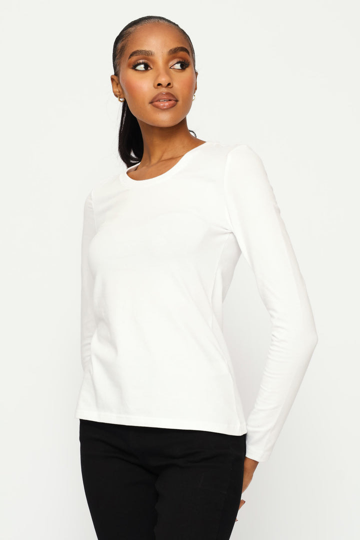 Long Sleeve Crew Tee - White