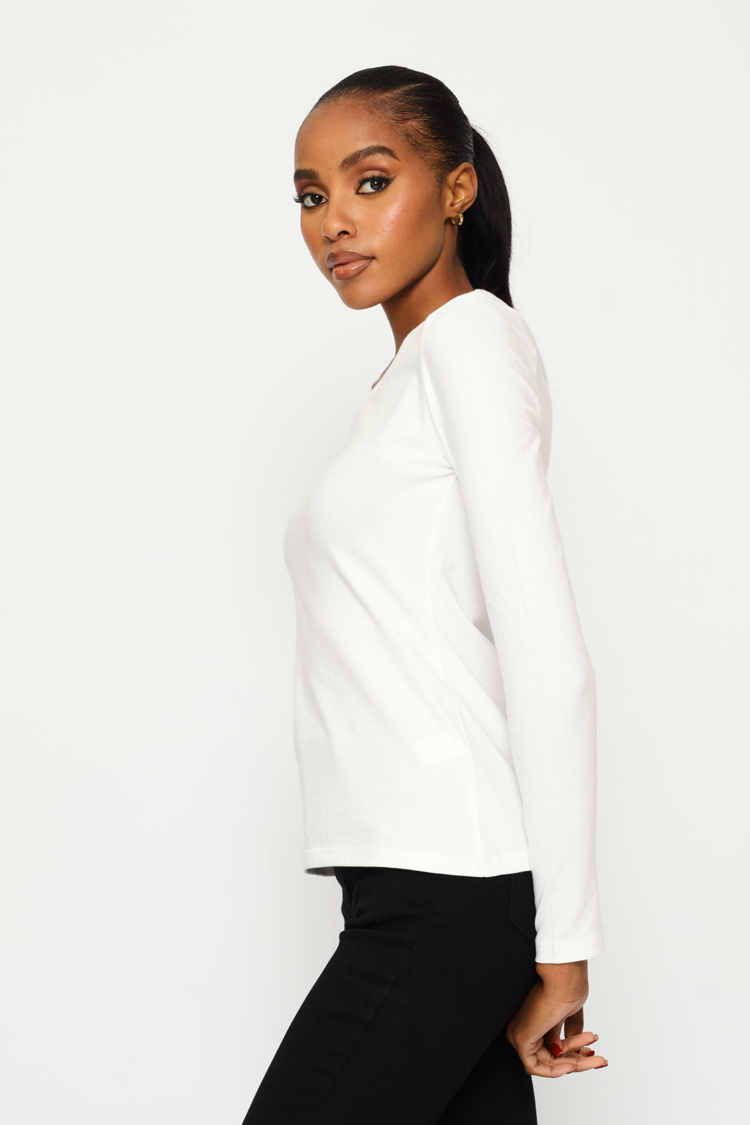 Long Sleeve Crew Tee - White