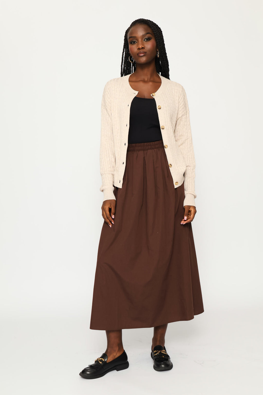Cable Knit Cardigan - Oatmeal Melange