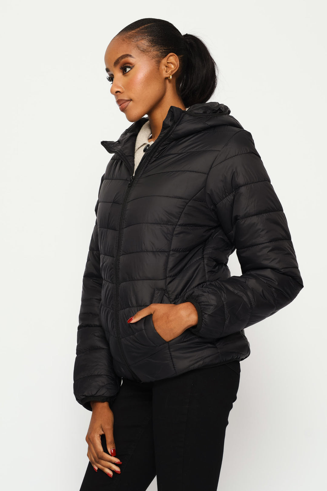 Classic Hooded Puffer Jacket - Black