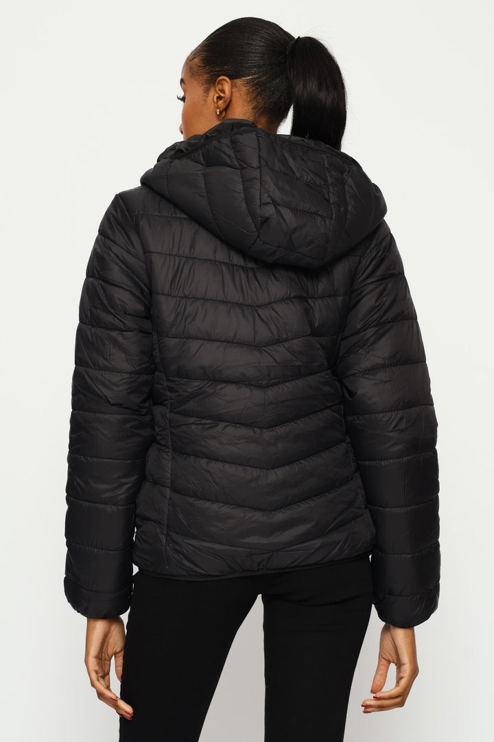 Classic Hooded Puffer Jacket - Black