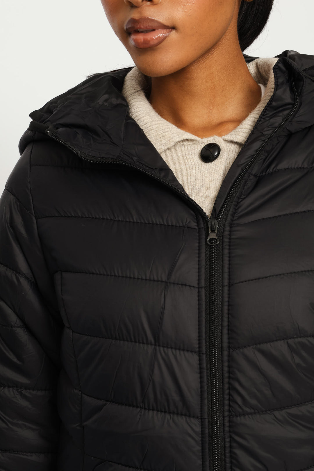 Classic Hooded Puffer Jacket - Black