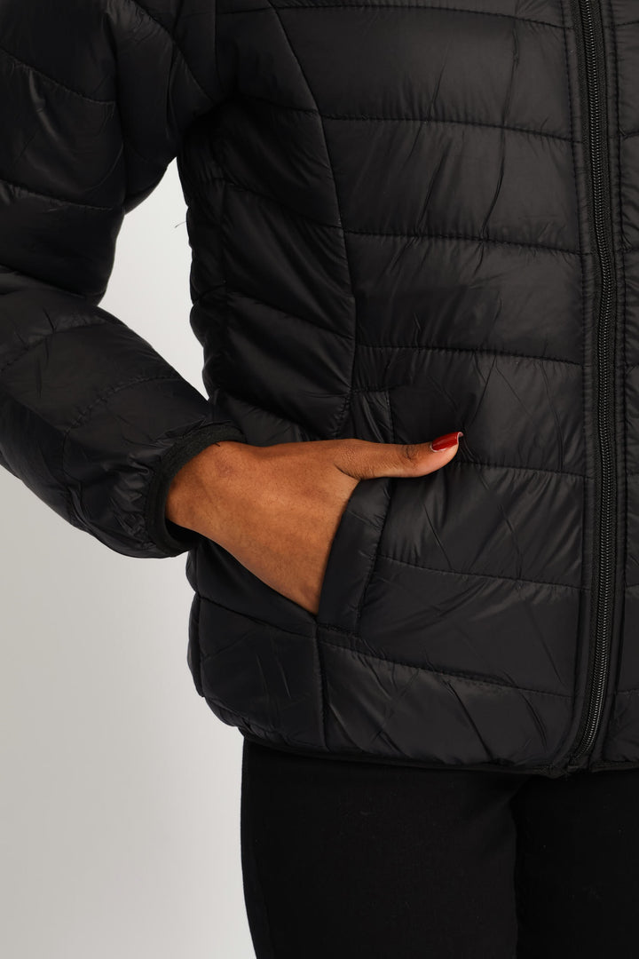 Classic Hooded Puffer Jacket - Black