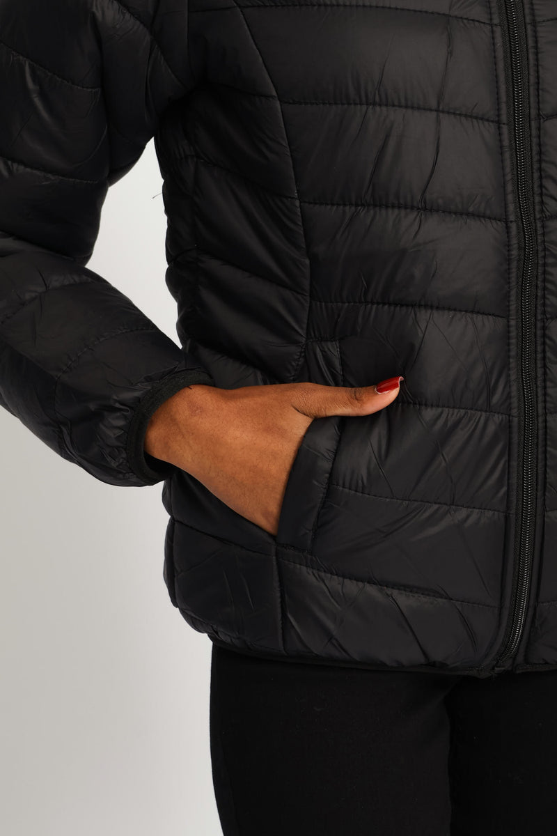 Classic Hooded Puffer Jacket - Black