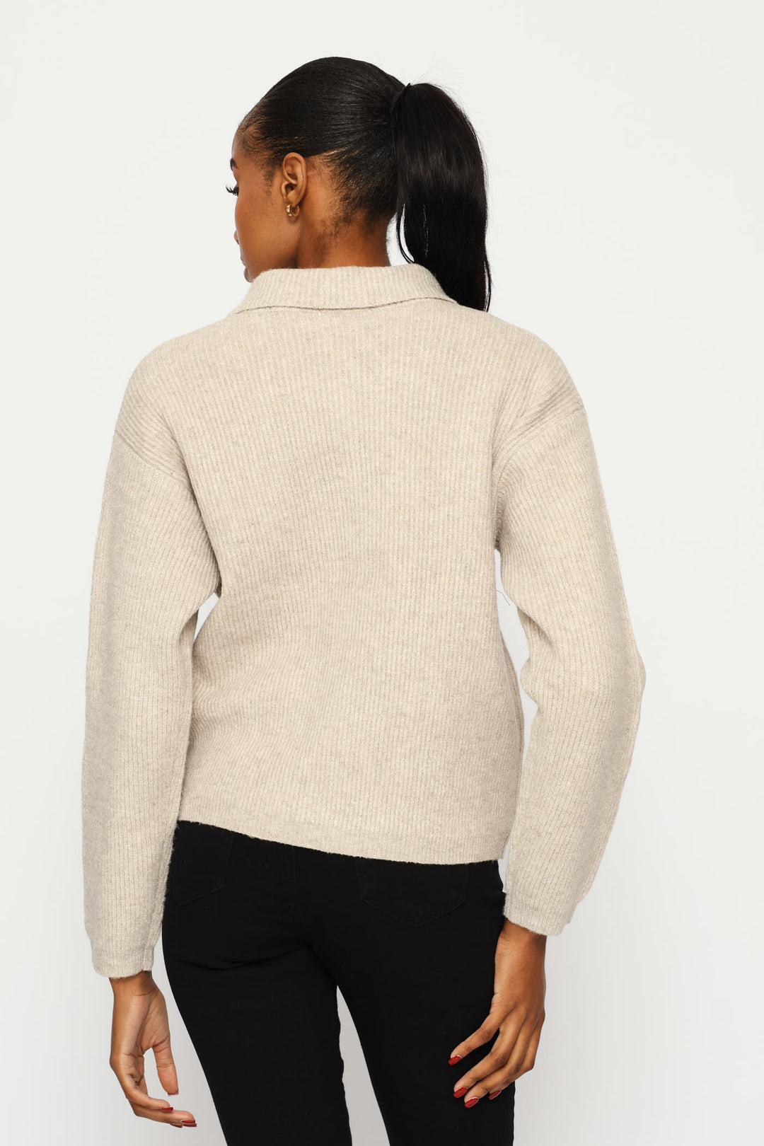 Collared Chunky Cardigan - Oatmeal Melange