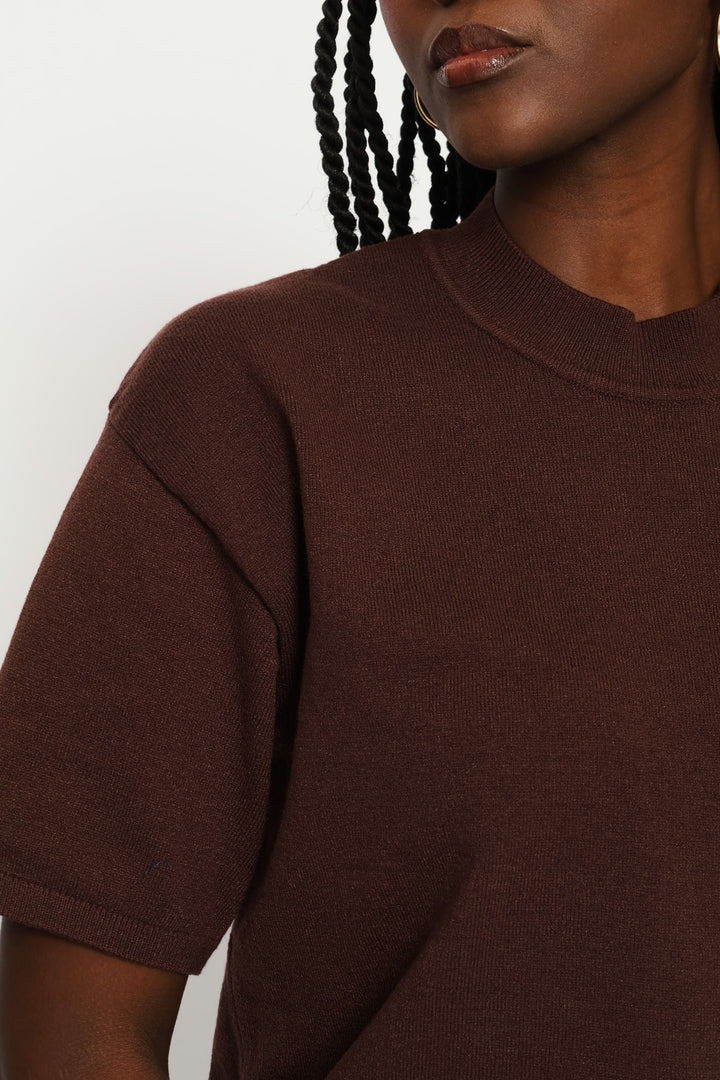 Boxy Knitwear Tee - Chocolate