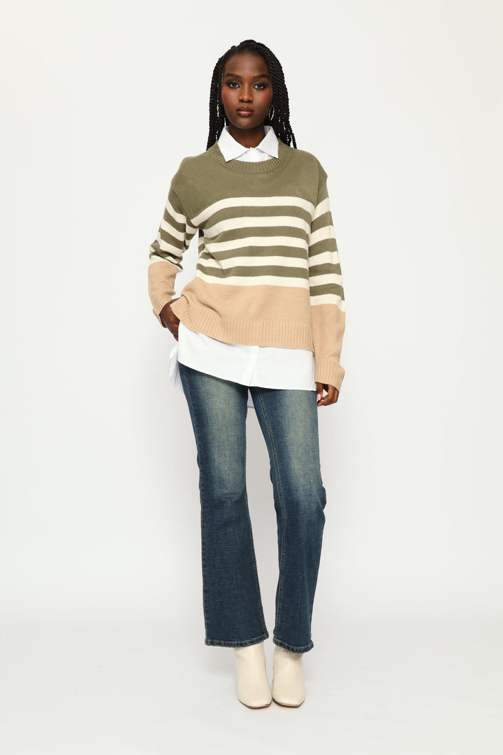 Stripe Twofer Knitwear - Fatigue