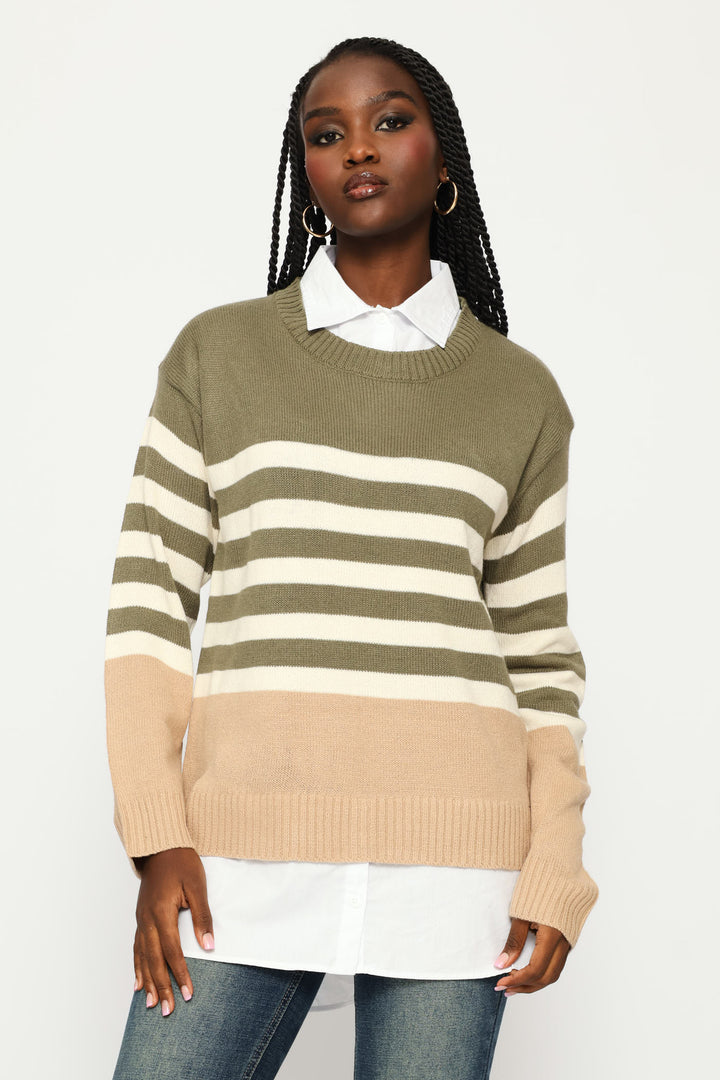 Stripe Twofer Knitwear - Fatigue
