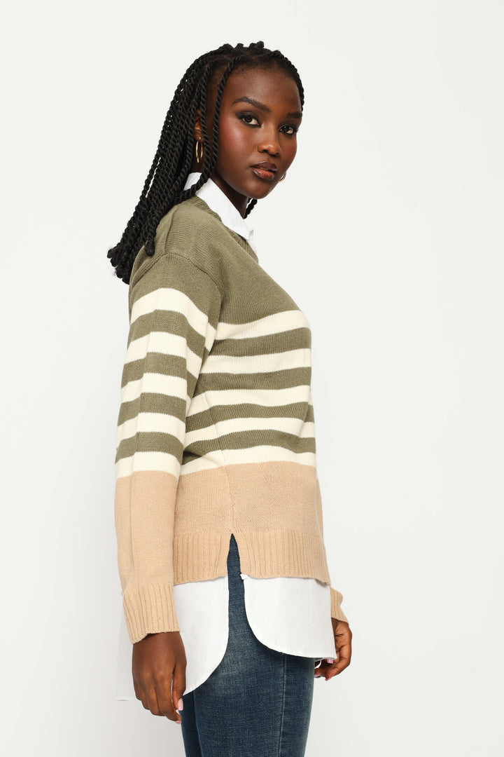 Stripe Twofer Knitwear - Fatigue