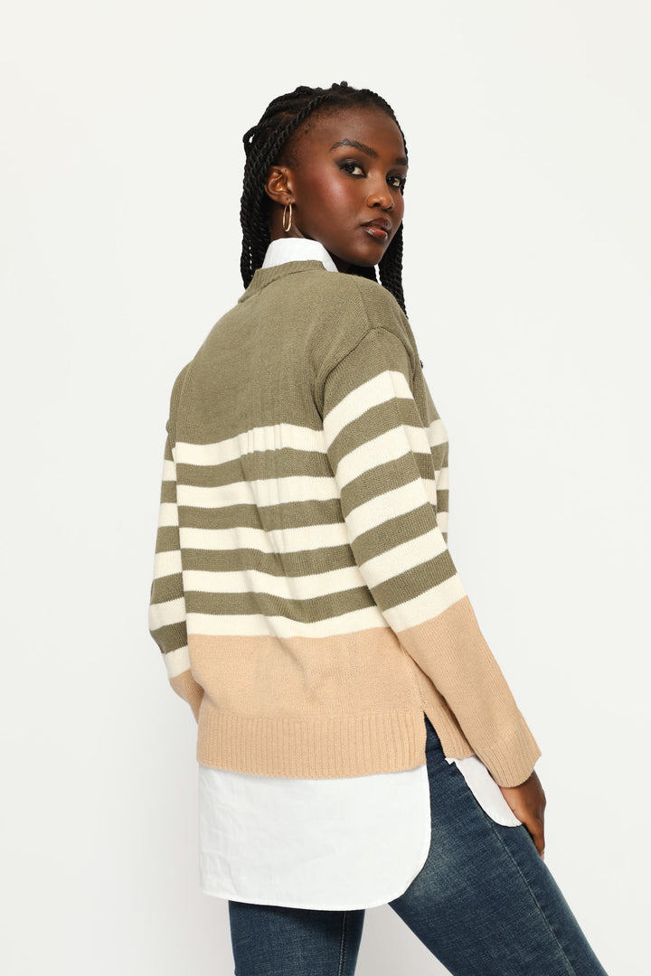 Stripe Twofer Knitwear - Fatigue