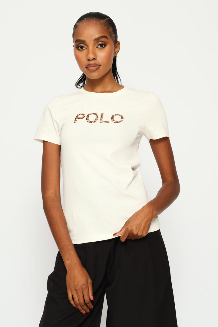 Anlia Embellished T-Shirt - Off White