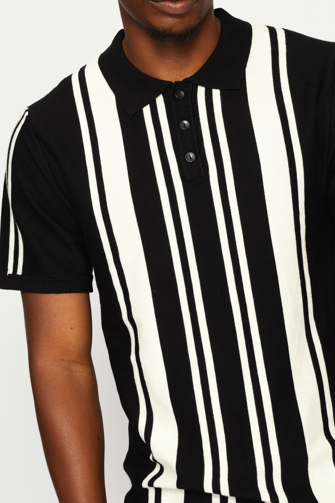 Fine Knit Golfer - Black/Ecru
