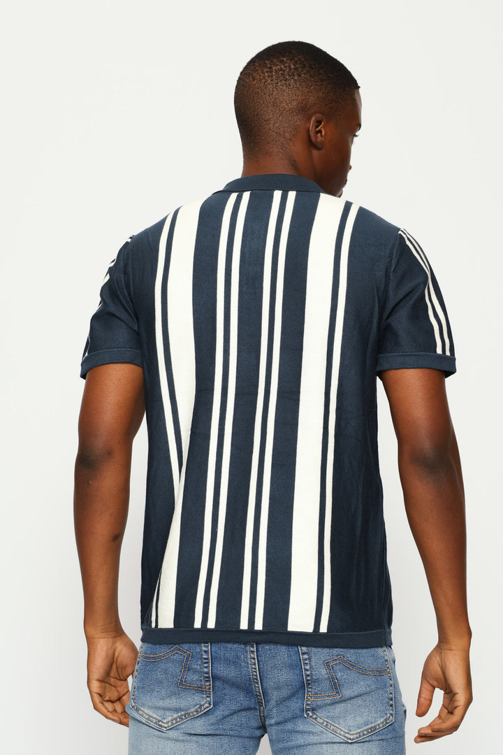 Fine Knit Golfer - Blue/White