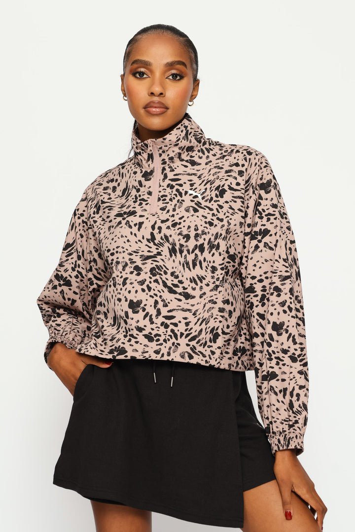 Essential Graphic Print Relaxed Woven Top - Sandstone