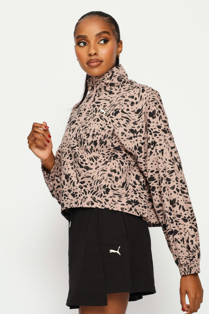 Essential Graphic Print Relaxed Woven Top - Sandstone