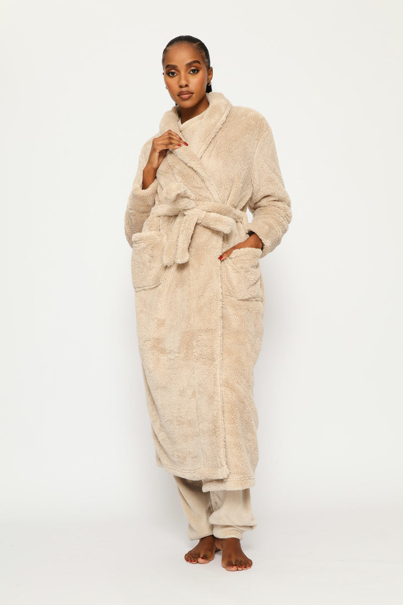 Fluffy Wrap Gown - Stone