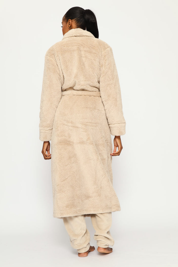 Fluffy Wrap Gown - Stone