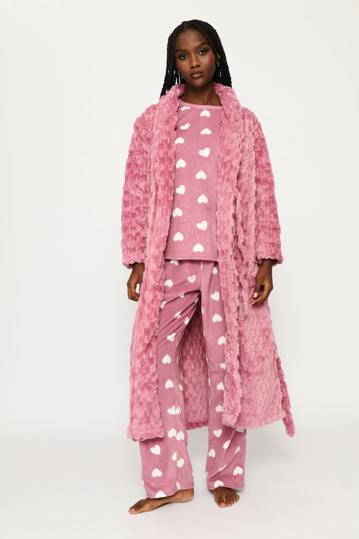 Embossed Chunky Waffle Wrap Gown - Purple