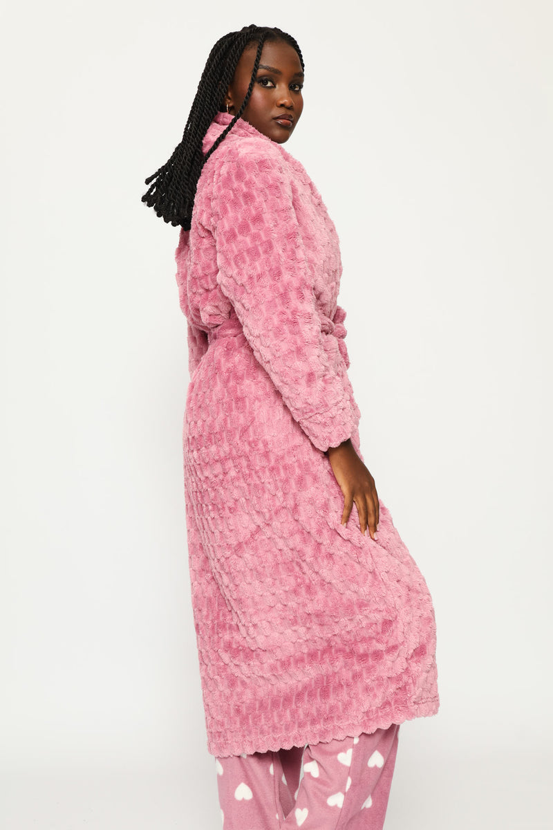 Embossed Chunky Waffle Wrap Gown - Purple