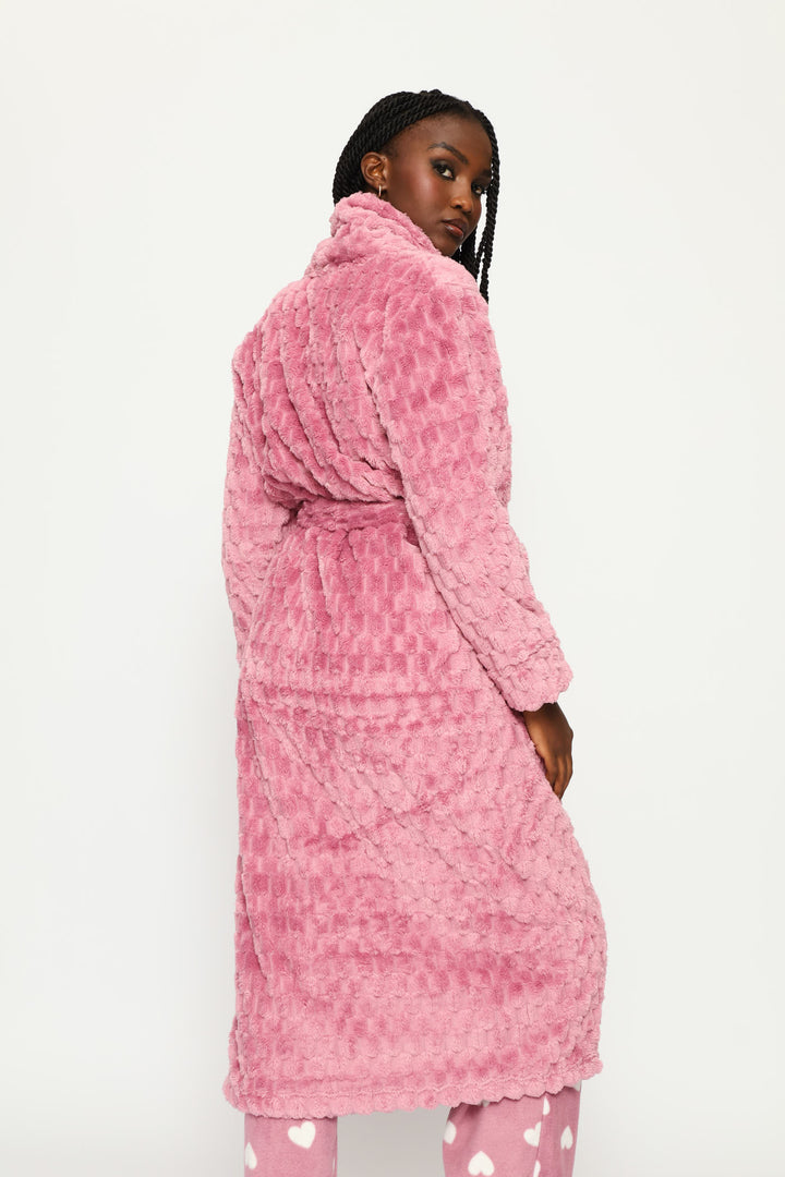 Embossed Chunky Waffle Wrap Gown - Purple