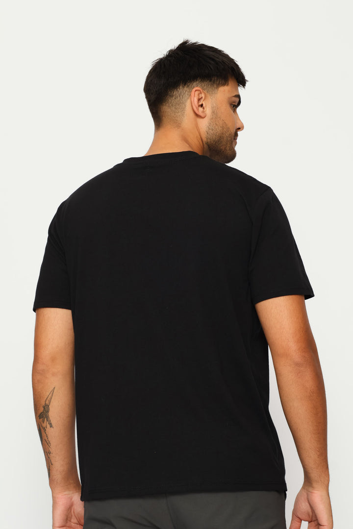 Skull Front Print Tee - Black