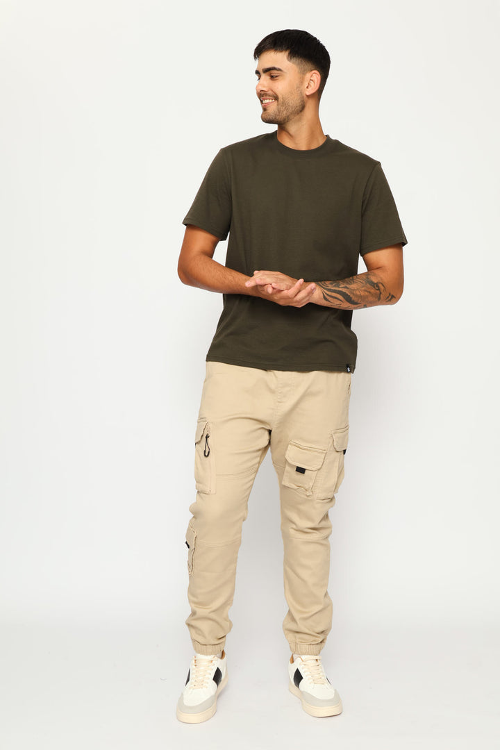 Basic Textured Crew Tee - Fatigue