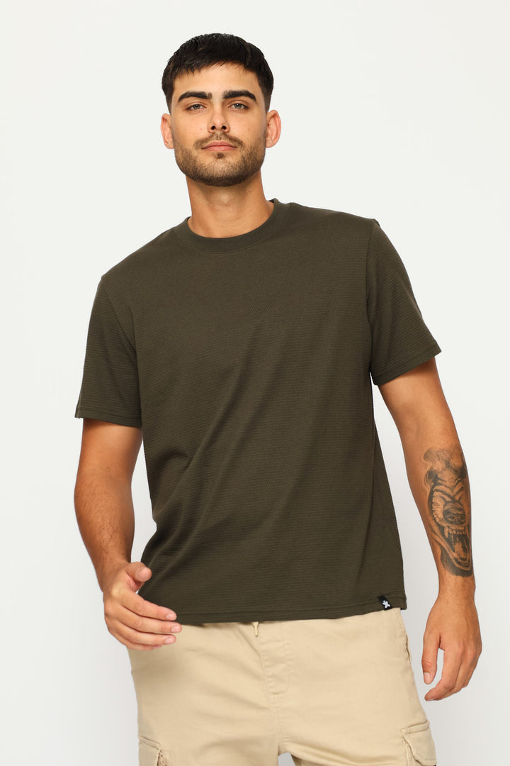 Basic Textured Crew Tee - Fatigue