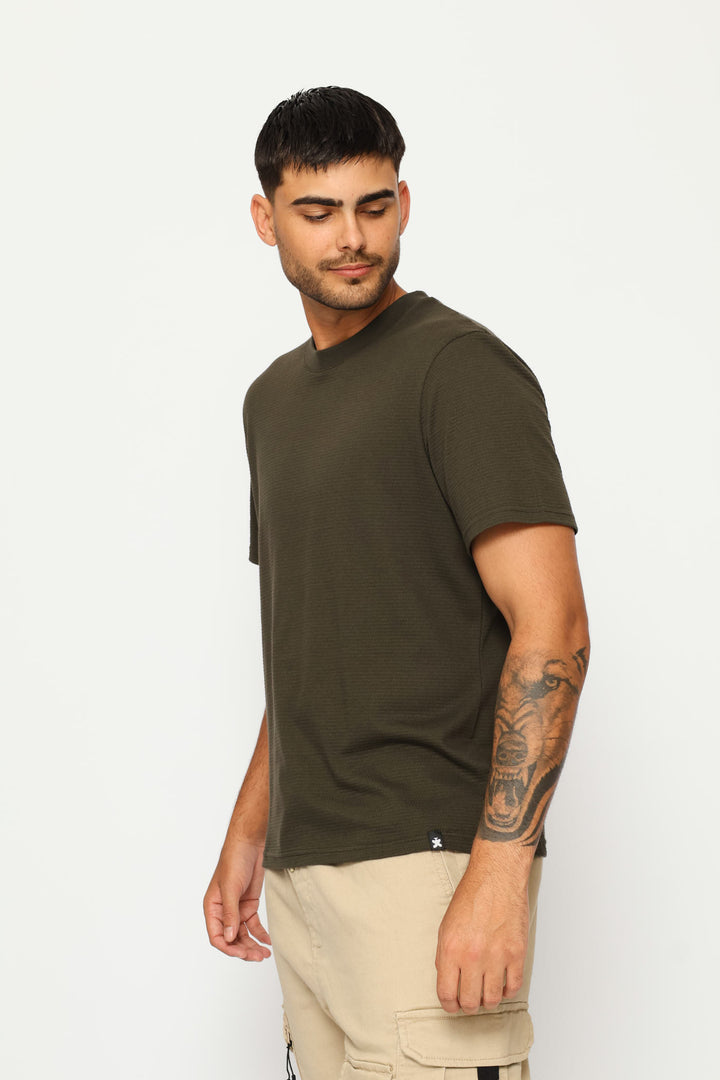 Basic Textured Crew Tee - Fatigue