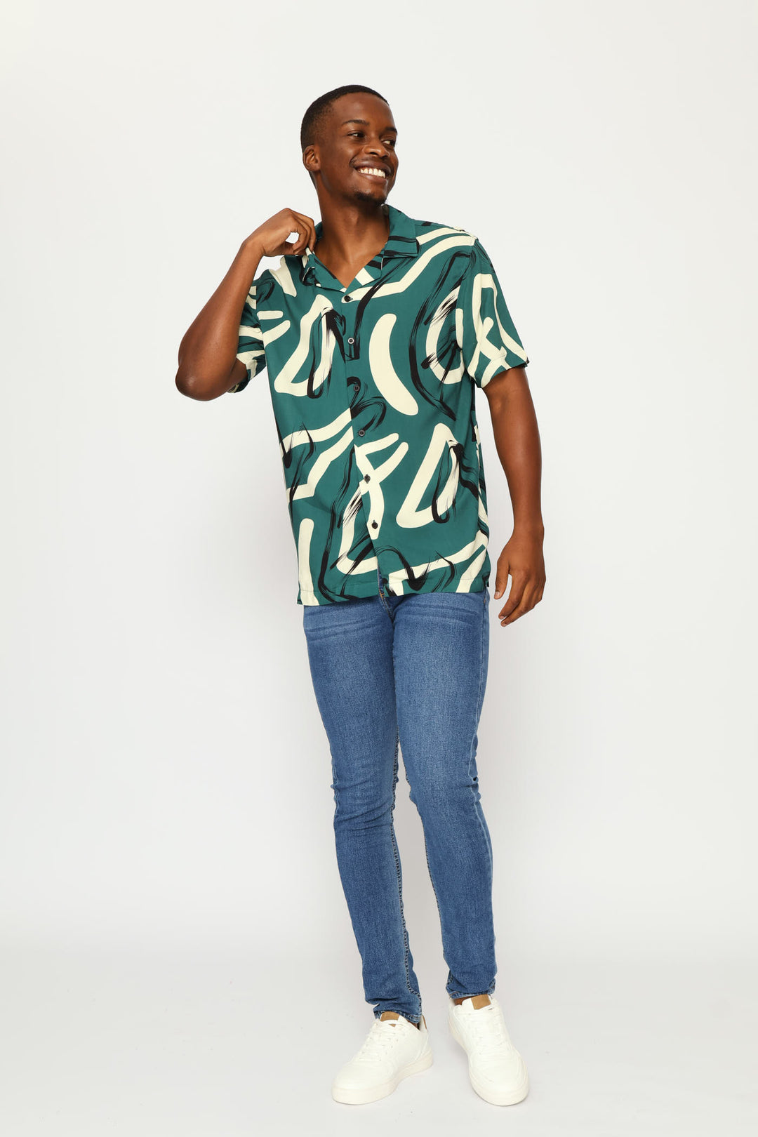 Viscose Shirt - Blue/Ecru