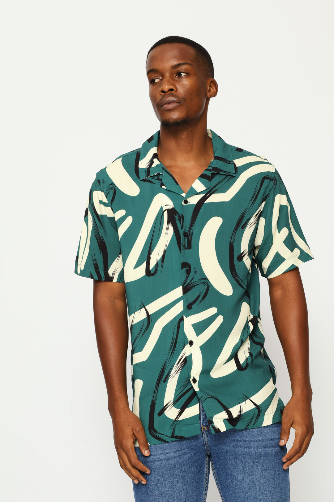 Viscose Shirt - Blue/Ecru