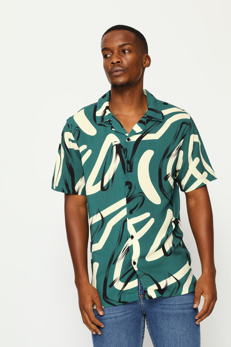 Viscose Shirt - Blue/Ecru