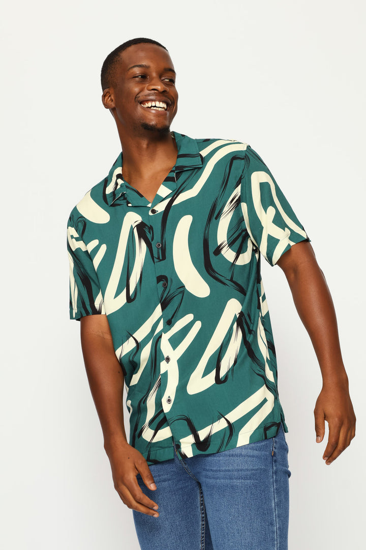 Viscose Shirt - Blue/Ecru