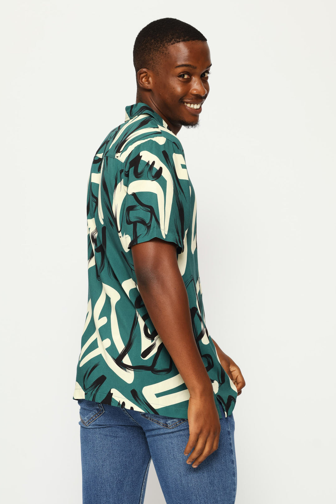 Viscose Shirt - Blue/Ecru