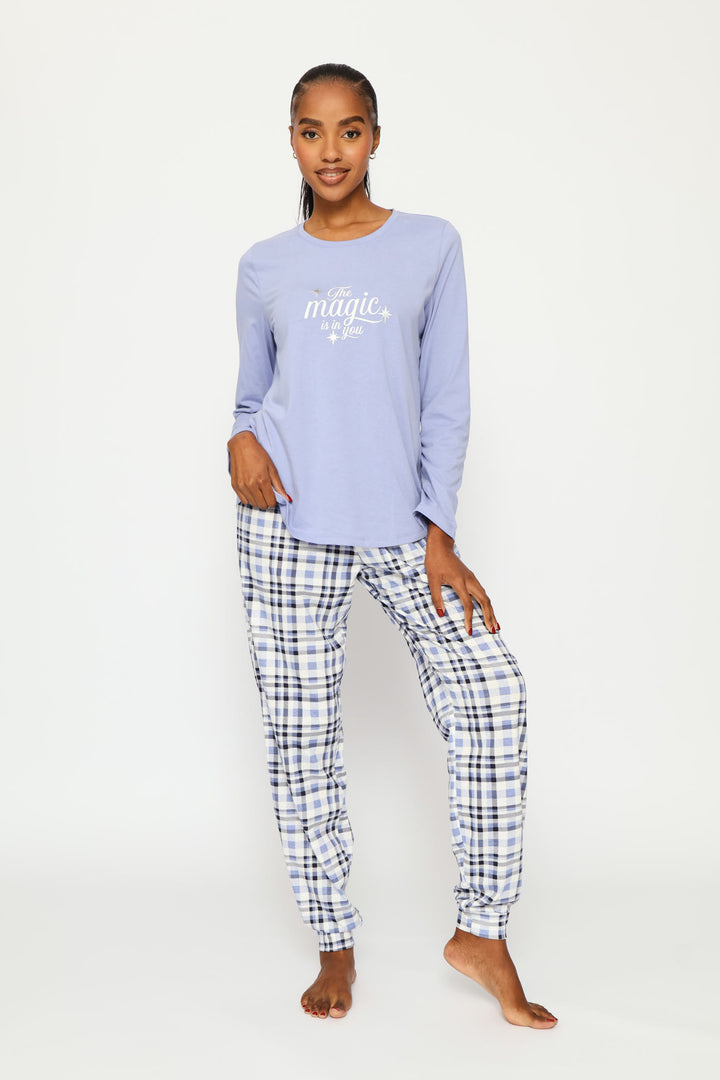 Knit Print Jogger - Purple