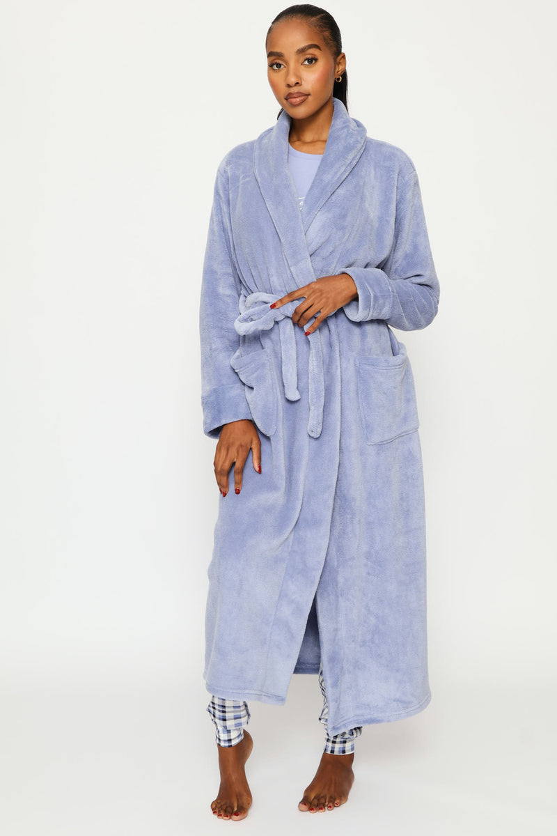 Plush Wrap Gown - Light Blue