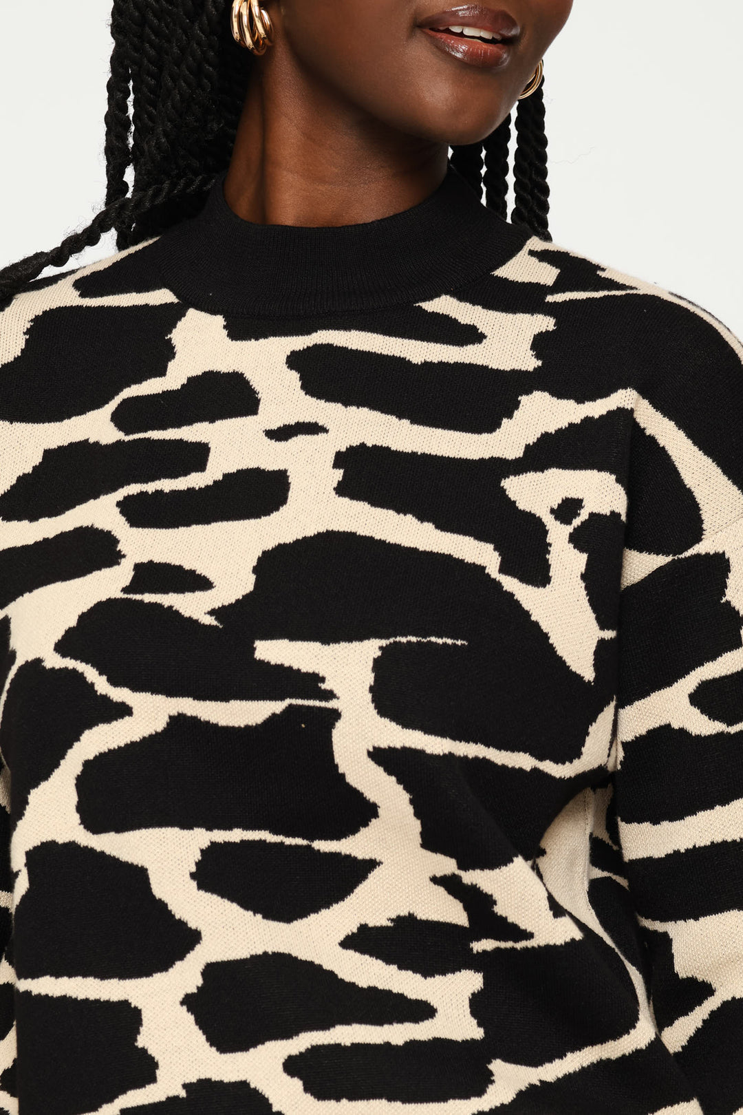 Abstract Monochrome Pullover - Black