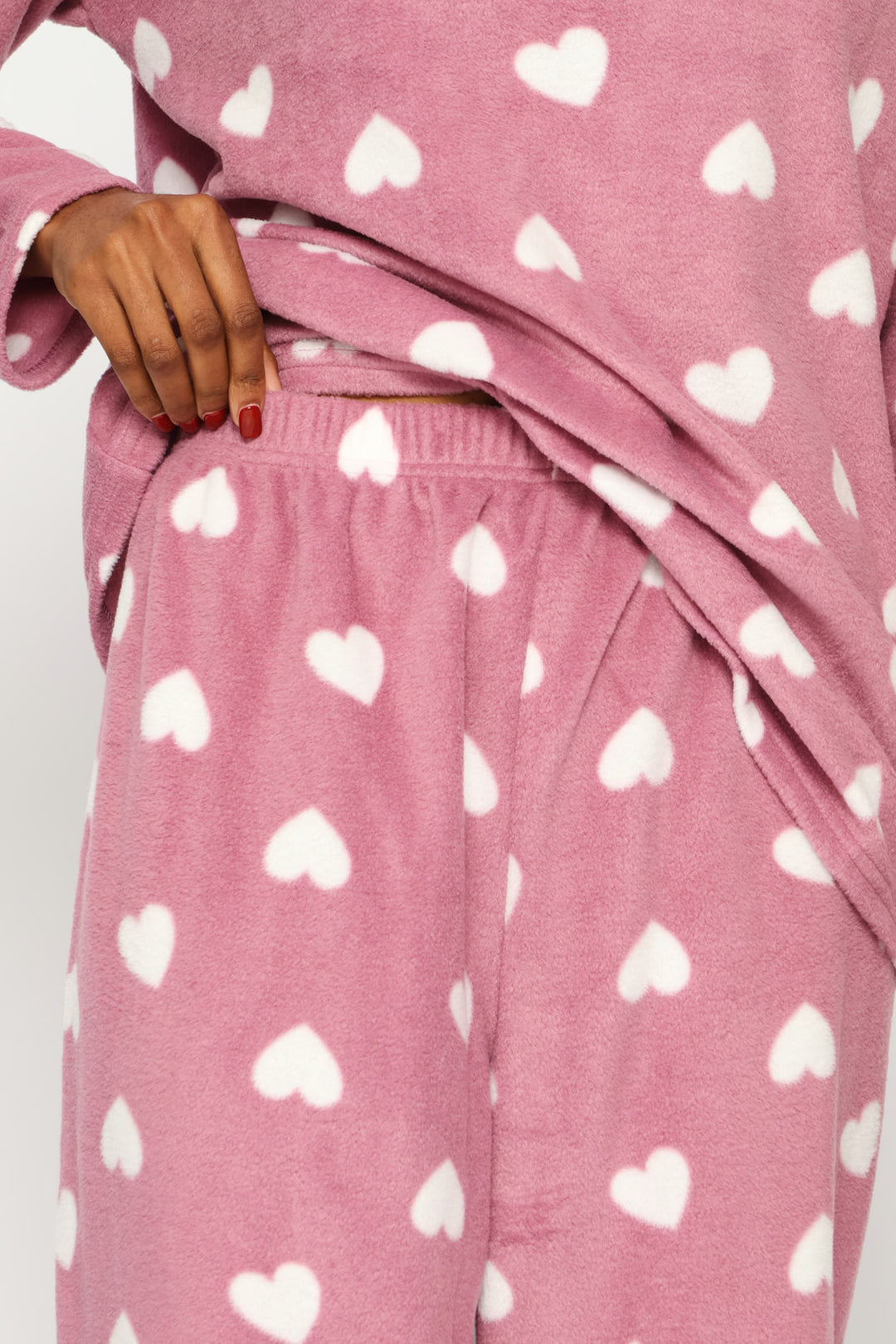 Mothers Day Hearts Polar Fleece Set - Purple
