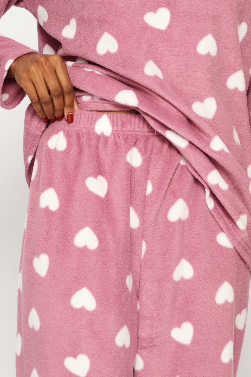 Mothers Day Hearts Polar Fleece Set - Purple