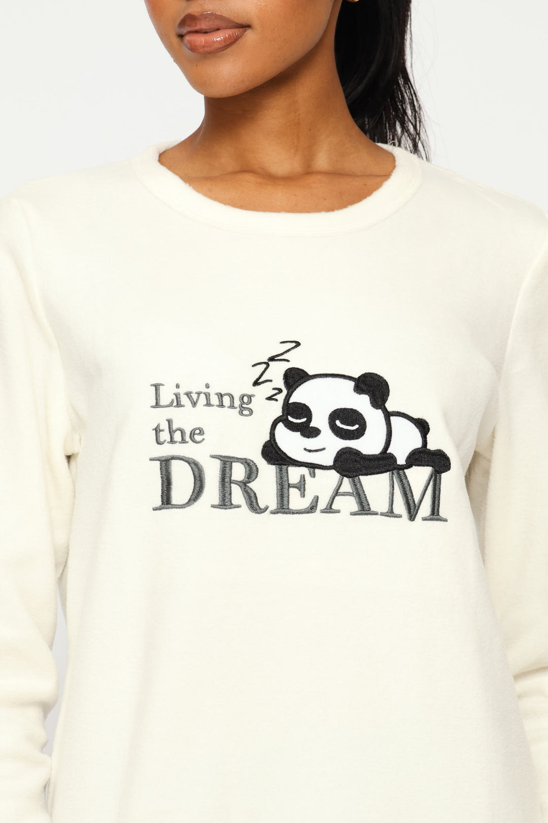 Mothers Day Panda Polar Fleece Set - White