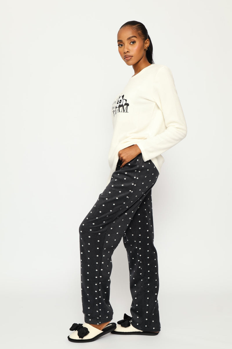 Mothers Day Panda Polar Fleece Set - White