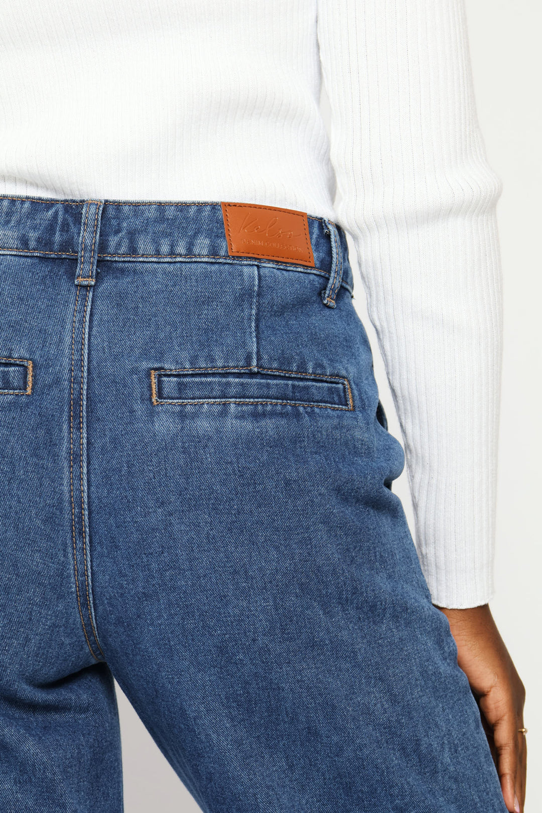 Hi-Rise Wide Hem Wide Leg Denim - Dark Wash
