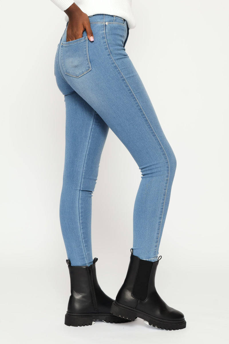Push Up High Waist Skinny Denim - Light Wash