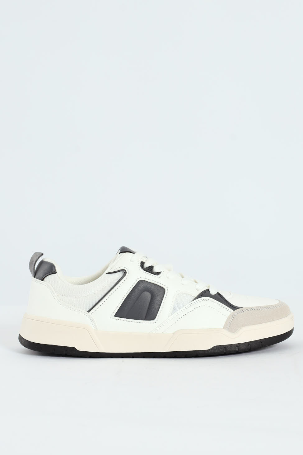 Panelled Fashion Court Sneaker - White/Grey